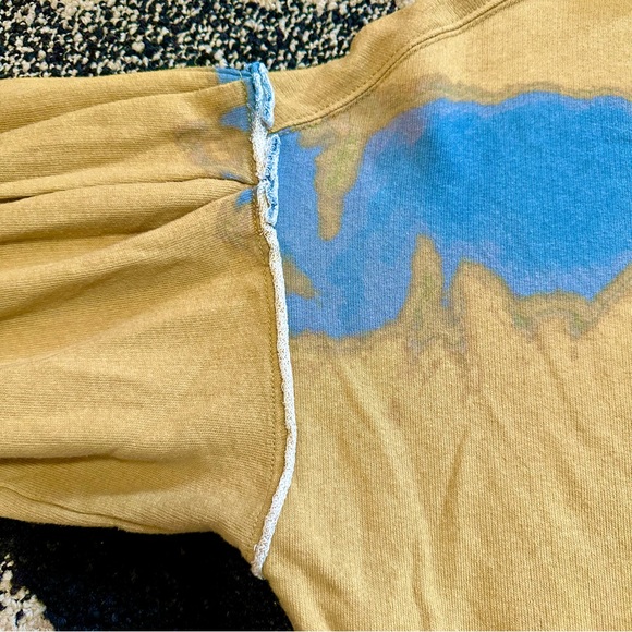 *NWT* FREE PEOPLE Feels Right Pullover in Wheat Combo Puff Sleeve Oversize — XS - Picture 10 of 11